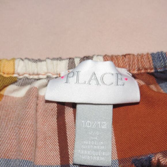 The Children’s Place Brown Plaid Print Tie Front Girls Long Sleeve Shirt - Picture 5 of 6